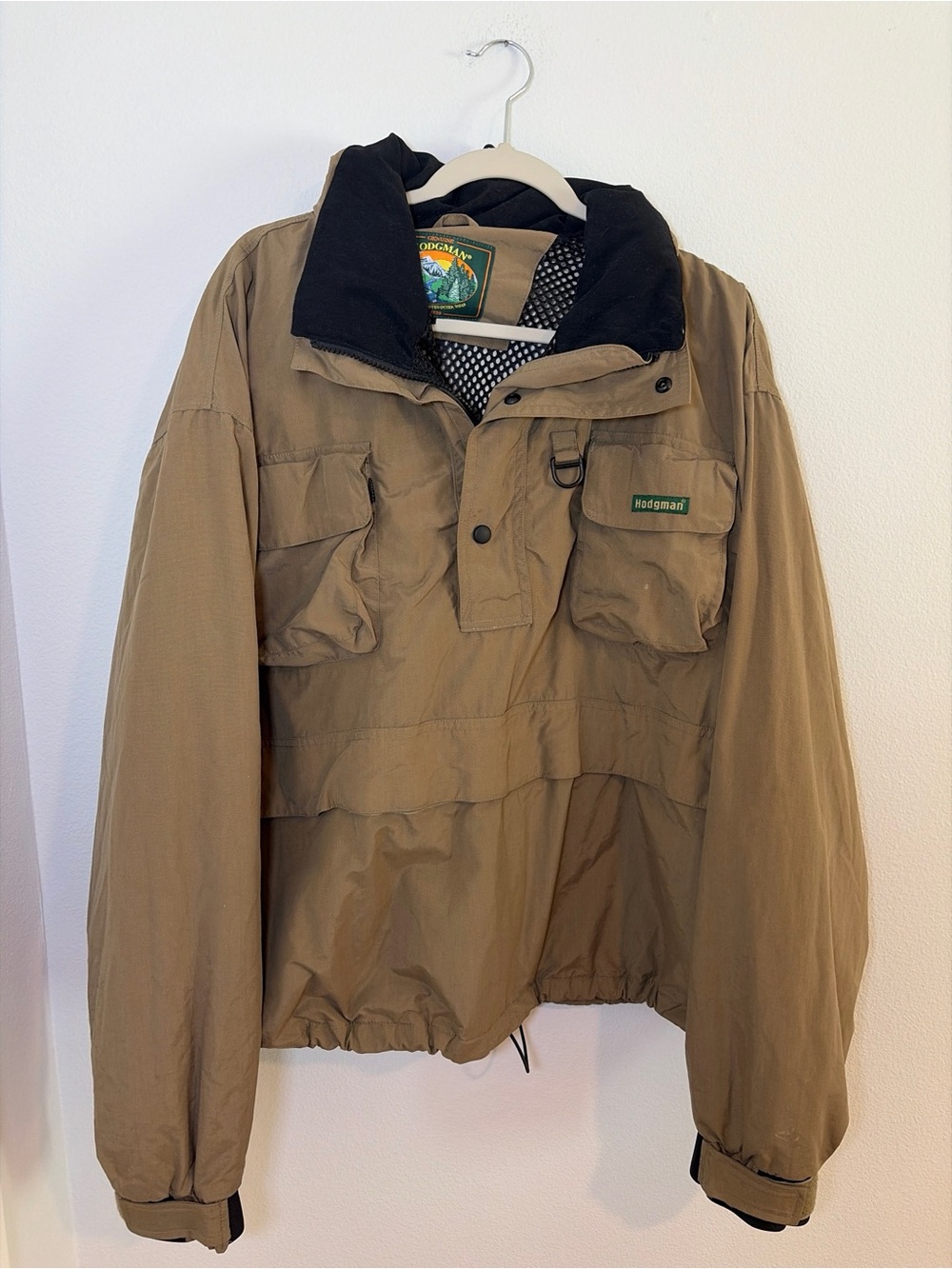 Hodgman Fly Fishing Anorak Jacket Mens XL Tan Wading Parka Pullover Outdoor Gorp